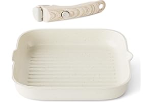 RIOVARM 28 cm Induction Poêle à griller avec Poignées Détachables Antiadhésive Poêle à steak Pour tous les poêles Poêles gril sans PFOA Poêle à frire Convient pour le lave-vaisselle et le four