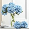 Kisflower 3pcs Latex Hydrangea Flowers - Real Touch Hydrangea Artificial Flower Fake Hydrangea Bouquet Flowers with Stems for Wedding Party Office Home Decoration (blue)