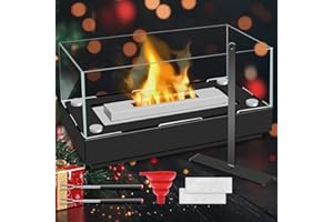 Camino Bioetanolo Da Tavolo [Tempo di lavoro 2 ore+], Sentasi Camino Da Tavolo per Interni Ed Esterni, Biocamino Da Tavolo Dall'atmosfera Accogliente (Nero-(New))