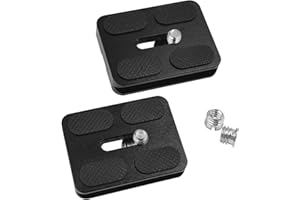 IOUALEY 2 Pack 50mm Camera Quick Release Plate with 1/4 "-20 Camera Screw, Tripod Mount Plate Fits Arca Swiss Standard Type Clamp for Cameras Tripod Ball Head Ballhead (PU50)