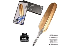 AOKUY Penna Piuma d'Oca Vintage, Penna d'Oca Antica Con Scrittura Calligrafica, Di Penne Per Calligrafia Con Piume.