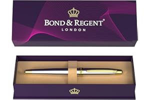 Bond & Regent Silver Chrome & 24 Karat Gold - Certified Luxury Grade Rollerball Pen | Nice Gift for Men & Women