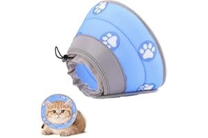 INTEDESIGN Soft Cat Cone Collar to Stop Licking After Surgery, Waterproof Adjustable Soft Cat Recovery Collar for Small Dogs, Puppies and Kittens (Blue, S (Neck:4.72-7.09"))