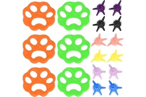 DIUJHUUY 6 Stück Tierhaarentferner Waschmaschine mit 12 Stk Wäschebälle, Haustier Haarentferner, Katzenhaarentferner für Hundehaar Katzenfell Waschmaschine