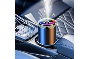 BRIOCHT Car Diffuser Air Freshener with Essential Oils, Smart Car Air Freshener with Nano Mist, USB Rechargeable, Long Battery Life,Auto On/Off, Intelligent Induction Vibration, Starry Sky Mode