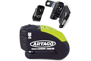 ARTAGO 30X4 Pack Antivol Bloque-Disque avec Alarme 120db Haute Sécurité + Support pour Honda CRF 1000l Africa Twin, Homologué SRA et Sold Secure Gold