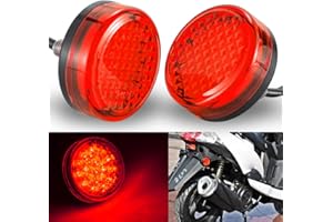 NATGIC Motorrad-Kontrollleuchte Runde Universal Motorrad Reflektoren Rückleuchten Bremsmarkierungsleuchten für Auto-LKW-Anhänger RV ATV-Motorrad - Rote Linse (2er-Pack)