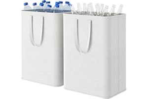 Lifewit 2 Stück Pfandflaschen Sammelbehälter mit Deckel 80L, Groß Pfandflaschen Aufbewahrung, Behälter Leergut & Altglas Aufbewahrung, Flaschensammler Küche Abstellraum Flaschentasche, Weiß