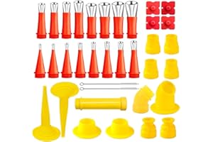 OUSINBY Universal Integrated Rubber Nozzle Tool Kit, 33PCS Caulking Tool Stainless Steel Caulking Nozzles Applicator Kit for Kitchen Bathroom Brick Joint