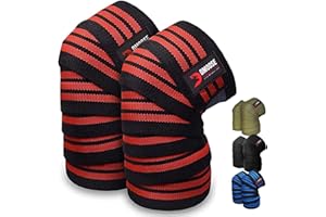 ‎DMOOSE FITNESS DMoose Fitness Kniebandagen Krafttraining Bodybuilding für Kniebeugen, Gewichtheben, Powerlifting, Kreuzheben und Fitnesstraining, 78 Zoll Lange, verstärkte Kniebeine für Männer oder Frauen