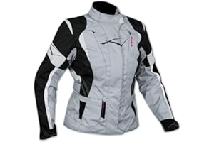 A-PRO Lady Giacca Moto Donna Impermeabile Termica Sfoderabile Protezioni CE Grigio L