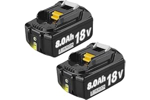 GGIKING 2 Stück 8,0Ah/8000mAh Ersatzakku für Makita Akku 18V BL1860B BL1850B BL1850 BL1840 BL1830 BL1860 BL1835 BL1845 BL1820B with LED Werkzeugakku,Kompatibel mit Makita Elektrowerkzeugen