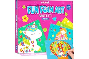 AluAbi 3D Foam Sticker - Fun with Foam Unicorns & Princess,No Mess Felt Sticker Art Craft Kit for Kids,DIY Mosaic Craft Kits, Children Travel Toys, Gifts for Boys & Girls Ages 3 4 5 6 7 8