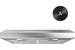 FIREGAS Dunstabzugshaube 60cm, Abluft/Umluft-Dunstabzugshaube mit LEDs, 3 Leistungsstufen, Leistungsstarke Abzugshaube, Effiziente Unterbauhaube mit Bürstenloser motor, inkl. Fettfilter & Kohlefilter