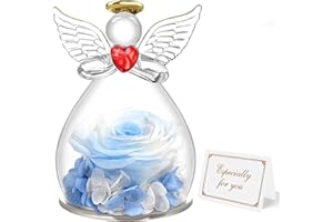 Miofula Rosa Eterna Ángel Figura Regalos Navidad Mujer, Rosa Preservada Regalos Originales para Mujer, Flores Preservadas Regalo Cumpleaños Madre, Flor Eterna Regalo Mama Abuela Aniversario Pareja