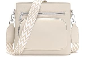 Snmoec Handtasche Damen mittelgroß umhängetasche Damen Handy Crossbody Bag Leder PU damentaschen mit breitem Gurt Handtasche Beige