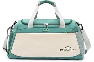 ZIOSINM Bolsa Deporte Grande con Compartimento para Zapatos Húmedo, Impermeable Bolsa de Viaje Bolsa Fitness Bolsa Gimnasio Bolsa Natacion para Hombre Mujer (Verde)