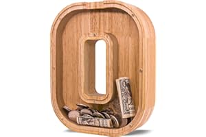 JOOMLAFLY Wooden Letter Piggy Bank for Kids Larger Letter Piggy Bank for Boys and Girls Personalized Piggy Bank Initial Coin Bank Wood Kids Money Bank for Birthday and Festival