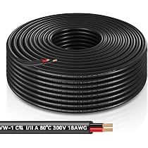 Elektrokabel 18 AWG / 3x0.75mm², 15m, 3-adrig (schwarz/rot/gelb) – Für LED-Streifen, Beleuchtung, Auto