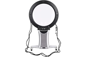 Camidy Lupa Cuello Y Escritorio Lupa 6X con Manos Libres con Luz Led para Leer Manualidades de Costura