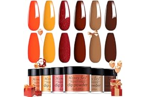 HONEY JOY 6 Box/Set Fine Dipping Powder Dark Brown Coffee Grey Colors No Need Lamp Cure Dip Powder Nails,Like Gel Polish Effect, Even & Smooth Finishing (6-140-90-143-144-145-10g/box)