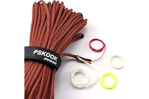 PSKOOK Paracord Survival Cord with Waxed Tinder Fishing Line Cotton Thread Outdoor Commercial Grade Braided Fire Parachute Cord Ropes