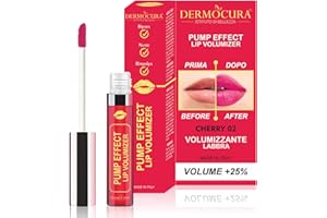‎DERMOCURA Dermocura Lip Volumizer - Lippen aufpolsternd mit Chili-Pfeffer 5 Mal stärker Cherry aufpolsternder Lipgloss Lang anhaltender Sofortaufpolstereffekt HERGESTELLT IN ITALIEN.