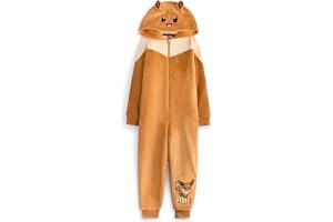 Pokémon Eevee Girls Onesie | Kids Eevee Character Graphic Print Hooded Sleepsuit med 3D-öron i brunt