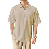 GENIUS STORE Erkek Oversize Polo Yaka Waffle T-Shirt FERMUARLI