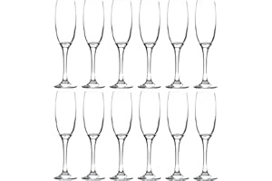 LAV 12x Clear 220ml Venue Glass Champagne Flutes - Reusable Prosecco Wine Wedding Party Drinking Glasses Gift Set