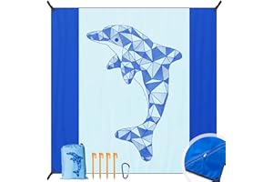 DEWUR Couverture de plage sans sable 200 x 200 cm XXL - Serviette de plage imperméable - Grand tapis de plage - Pour les vacances, la plage, le camping, les voyages (dauphin)