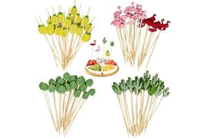 VIOJRLLY Lot de 100 Bois Bâtonnets Cocktail, Brochettes Cocktail, Fruits Bâtons DéCor en Forme, Accessoires de Décoration pour Fruits Canapés Boissons Mariage Sandwichs Fêtes Bar et Clubs (12cm, Multicolore)