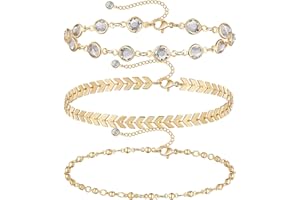 RIXERKOC Oro Tobilleras para Mujeres 14K Chapado en Oro Tobilleras Pulseras hechas a mano en capas Tobilleras Exquisito Regalos para Mujeres Niñas