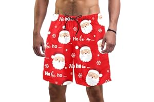 coosun Men's Christmas Santa Claus Beach Board Shorts Quick Dry Swim Trunk