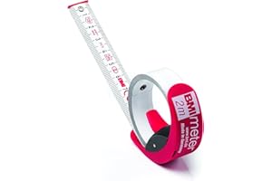 BMI 429241020 Ruban à mesurer avec frein/clip de ceinture, Rouge/blanc, 2 m x 16 mm