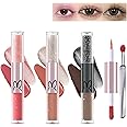 MMOOUP 3PCS Liquid Glitter Eyeshadow Set - Double Ended Shining Shimmer Liquid Eyeliner Matte, Korean Waterproof Blendable Sparkling Metallic Eye Shadow Makeup (A)