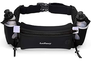 LotFancy Running Hydration Belt with 2 Water Bottles (BPA Free), Waist Belt Unisex Comfortable and Breathable, Best Partner for Outdoor, Marathon, Jogging, Cycling, Climbing, Camping