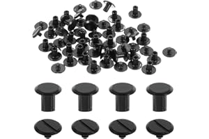 sourcing map 30set M4 x 6mm Chicago Screw Metal Slotted Head Binding Screws Post Nail Rivet Stud Screw Rivets for DIY Leather Belt Bag Craft Bookbinding, Black