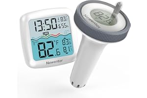 Newentor PoolThermometer - Funk Wasserthermometer Schwimmend– Aufgerüstete IPX8 Wasserdicht – Verbesserter Antennen - Turbo für 100m Reichweite durch Wände – Für Pool, Whirlpool und Aquarium-Weiß