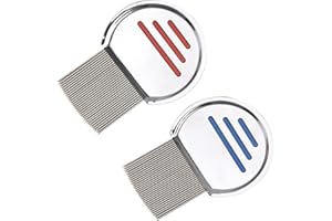 WISESURF 2 Pack Lice Combs, Head Nit Treatment Stainless Steel Flea Lice Hair Combs Flea Lice Removal Combs, Removes Headlice Dandruff Nits Ticks Eggs-Lice Combs with Double Sided Teeth for Adults Kids Pets