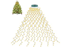cshare Luci dell'albero di Natale, 2m * 16 linee 400 LED Fairy Lights con 8 modalità di luce, memoria, temporizzazione, impermeabile per 1,5-3M Albero di Natale all'interno e all'aperto- Bianco caldo