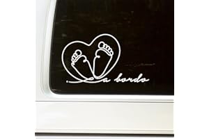 N.I.EDIT.H Edit.H - Autoadhesivo decorativo/Bebé a bordo/Pegatina original coches/Diseño lineal/Vinilo adhesivo negro / 19 x 10.6 CM/Vehículos, Dormitorio (Blanco)