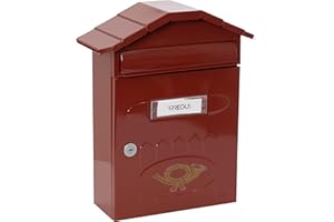 ARREGUI Villa E5002 skrzynka na listy ze stali ocynkowanej, rozmiar M (DIN A4), ścienna skrzynka pocztowa do użytku na zewnątrz, z tabliczką na nazwisko, klapą wrzutową i dachem ochronnym,