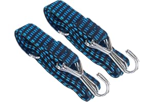 SRICAM Adjustable Flat Bungee Cords With Hooks, Bungee Straps with Anti-Rust Metal Buckle for Bike Mountain Luggage Rope Latex Heavy Duty Straps Elastic (2M Blue)