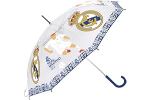 ARDITEX Real Madrid Parapluie en EVA transparent CF, 8 panneaux, diamètre 95 cm, ouverture automatique, camping et randonnée, adultes, unisexe, multicolore (multicolore), taille unique