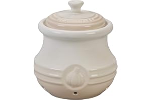 Le Creuset Steinzeug Knoblauchbehälter mit Deckel, Steinzeug, Meringue