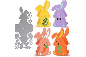 GEBETTER Matrice Découpe Pâques 3D Boîte Bonbon Cutting Dies Métal Pochoir Bricolage Artisanat Boîte Papier Chocolat Friandise Cadeau Décoration Table Fête (Lapin A)
