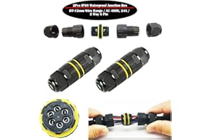 CTRICALVER Kabelanschlussdose für den Außenbereich | Wasserdicht IP68 Verbindungsbox für Ø9-12 mm 6-poliger Kabelschnellverbinder Schwarz 2 Stück