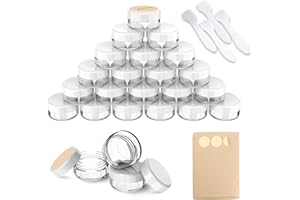 PAMIYO 24 Stück Döschen, 15ml Leerdose klarer Tiegel, Cremedose Leer Transparent Tiegel mit Schraubverschluss Reise Töpfchen Döschen Set, für Lotion, Creme, Mini-Kerzen, Kosmetik，Weiß