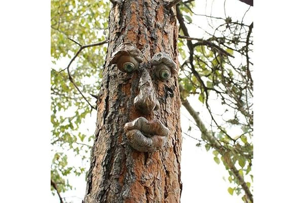 BTMIEY Décorations 3D en Forme de Visage d'arbre de Vieil Homme, Sculpture Amusante de Visage de Vieil Homme, décoration de Jardin fantaisiste (B)